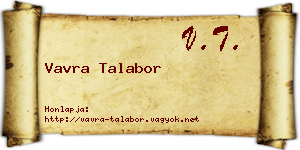 Vavra Talabor névjegykártya